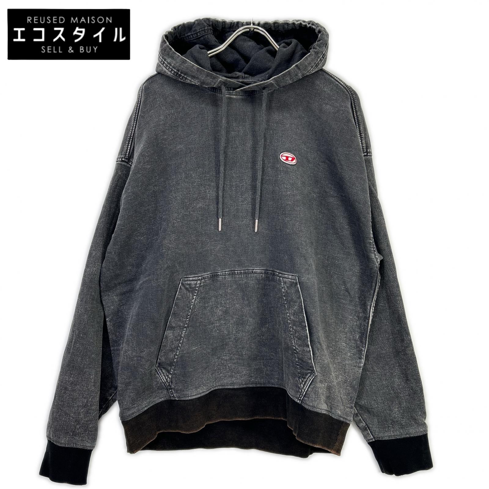 DIESEL ディーゼル ブラック D-UM-RIB-NE ジョグジーンズ プルオーバーパーカ トップス