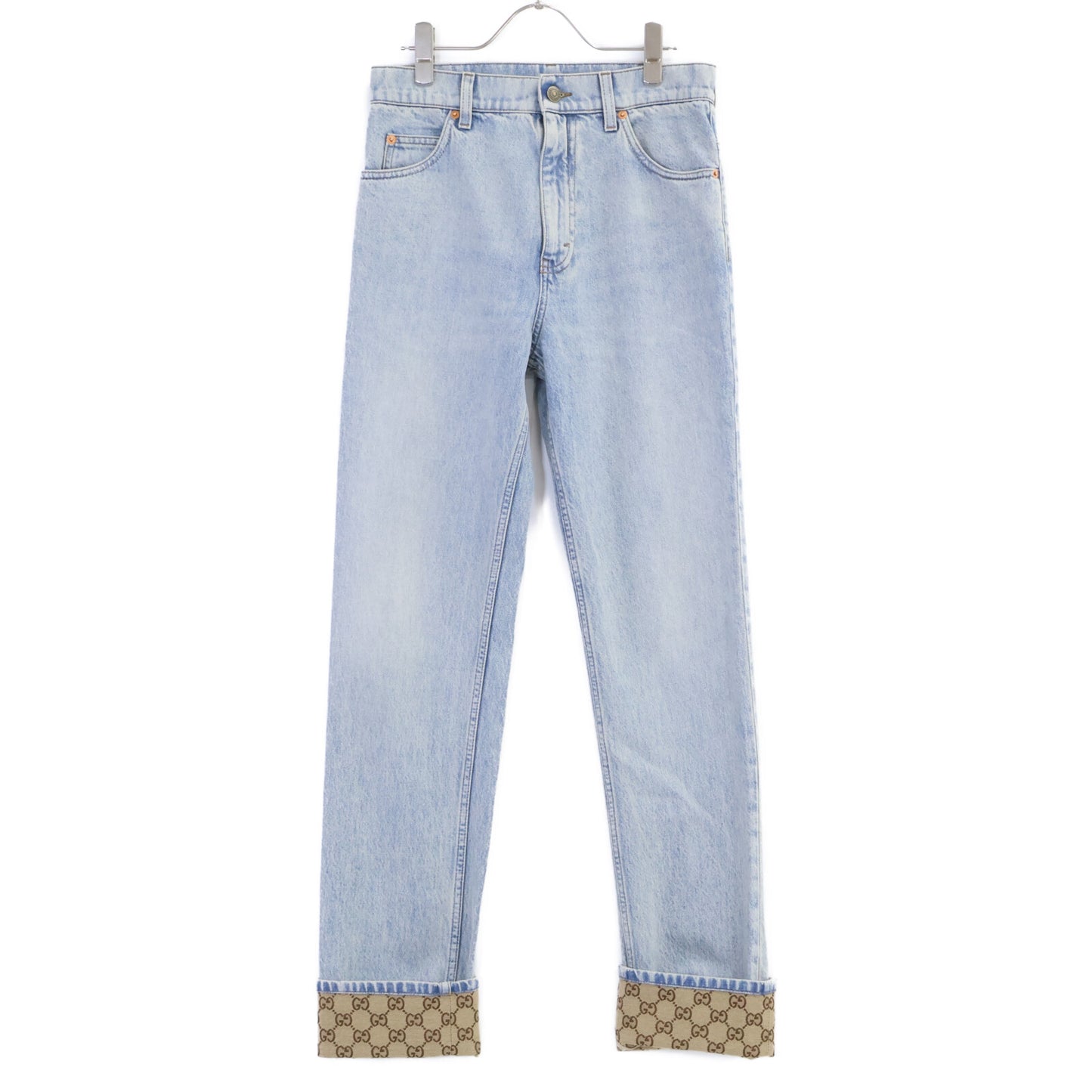 GUCCI グッチ 774078 ライトブルー GG ターンアップ ウォッシュドデニム パンツ ボトムス
