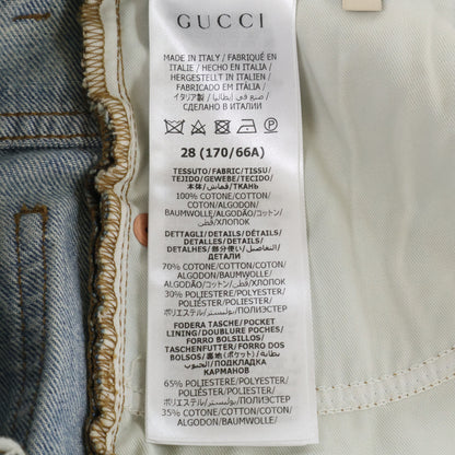 GUCCI グッチ 774078 ライトブルー GG ターンアップ ウォッシュドデニム パンツ ボトムス