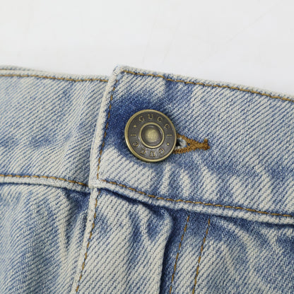 GUCCI グッチ 774078 ライトブルー GG ターンアップ ウォッシュドデニム パンツ ボトムス