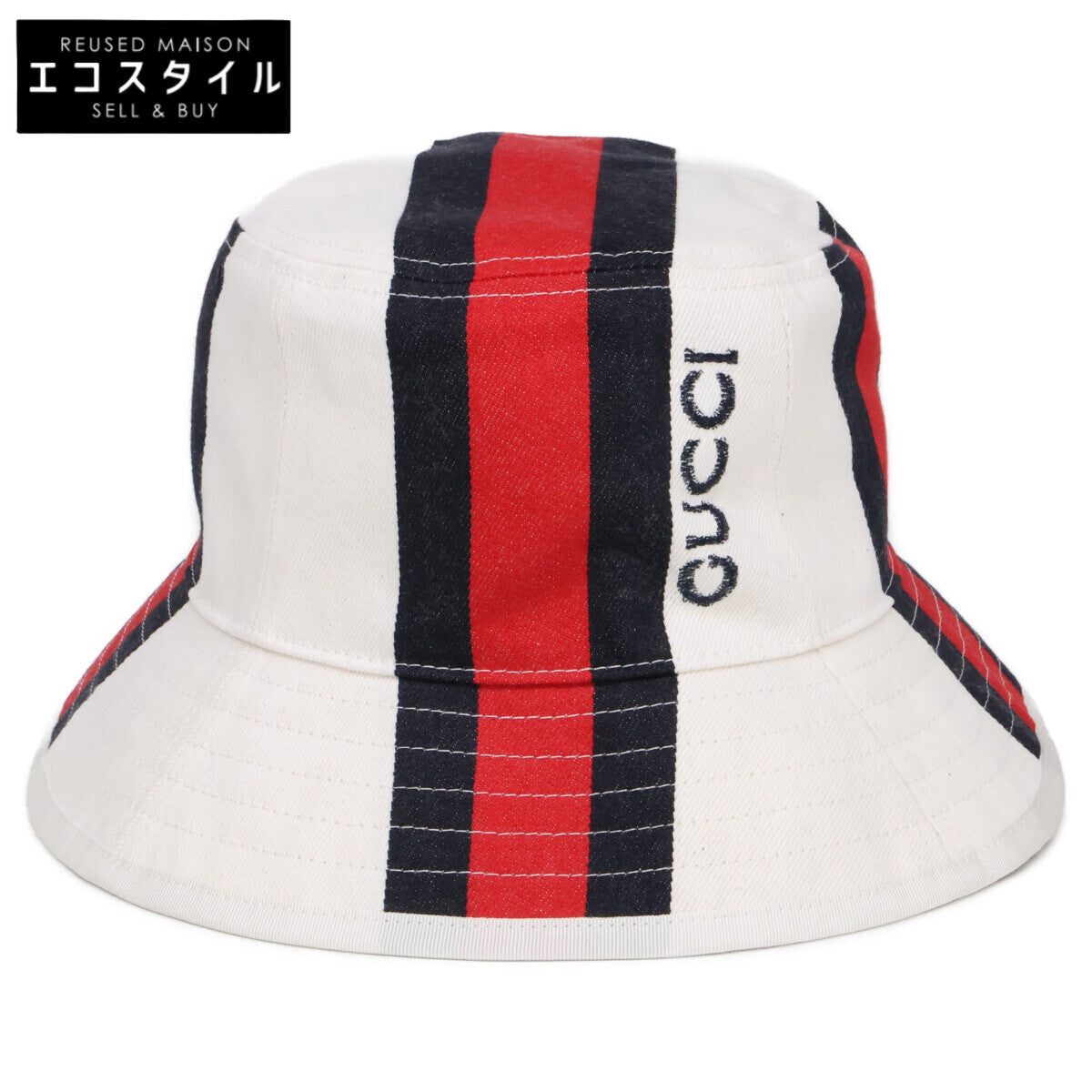 GUCCI グッチ 【新品同様/国内正規】788561 4HBAG ウェブストライプ バケットハット 帽子
