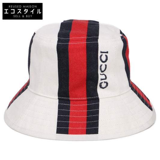 GUCCI グッチ 【新品同様/国内正規】788561 4HBAG ウェブストライプ バケットハット 帽子