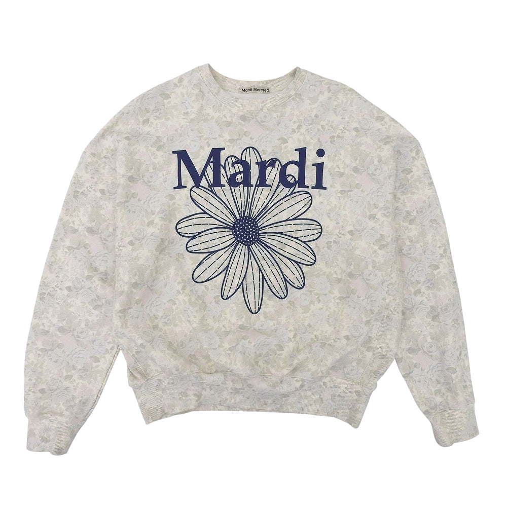 MardiMercredi マルディメクルディ 美品 FLEUR FLOWERMARDI SWEATSHIRT 花柄 スウェット トップス メンズ グレー系×ネイビー ONESIZE トップス