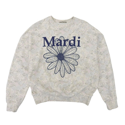 MardiMercredi マルディメクルディ 美品 FLEUR FLOWERMARDI SWEATSHIRT 花柄 スウェット トップス メンズ グレー系×ネイビー ONESIZE トップス