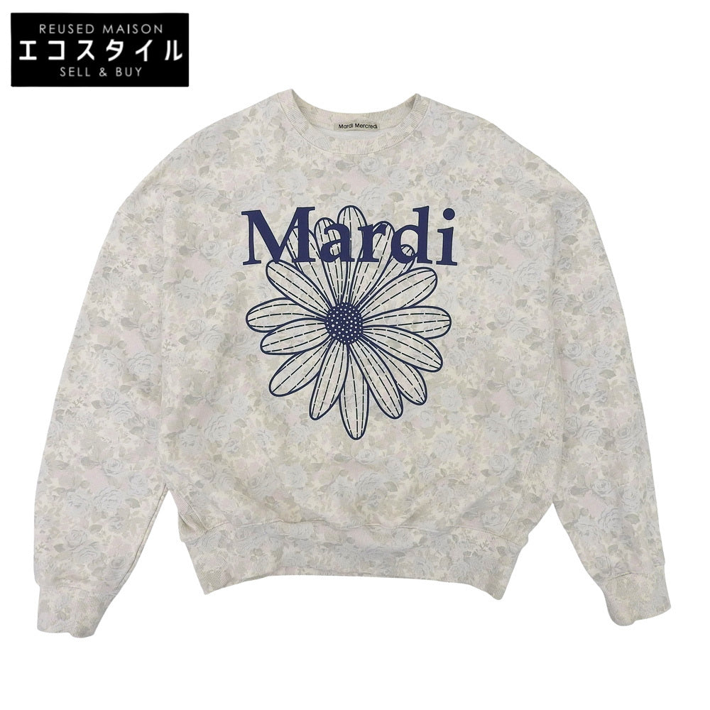 MardiMercredi マルディメクルディ 美品 FLEUR FLOWERMARDI SWEATSHIRT 花柄 スウェット トップス メンズ グレー系×ネイビー ONESIZE トップス