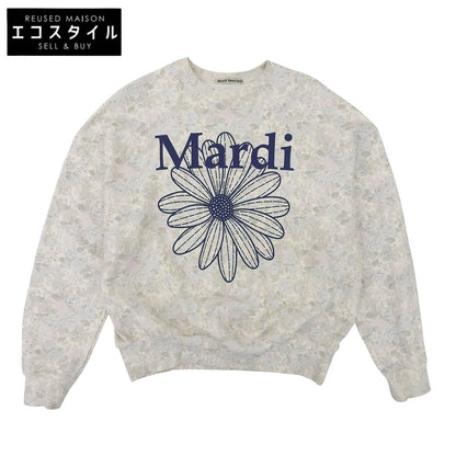 MardiMercredi マルディメクルディ 美品 FLEUR FLOWERMARDI SWEATSHIRT 花柄 スウェット トップス メンズ グレー系×ネイビー ONESIZE トップス