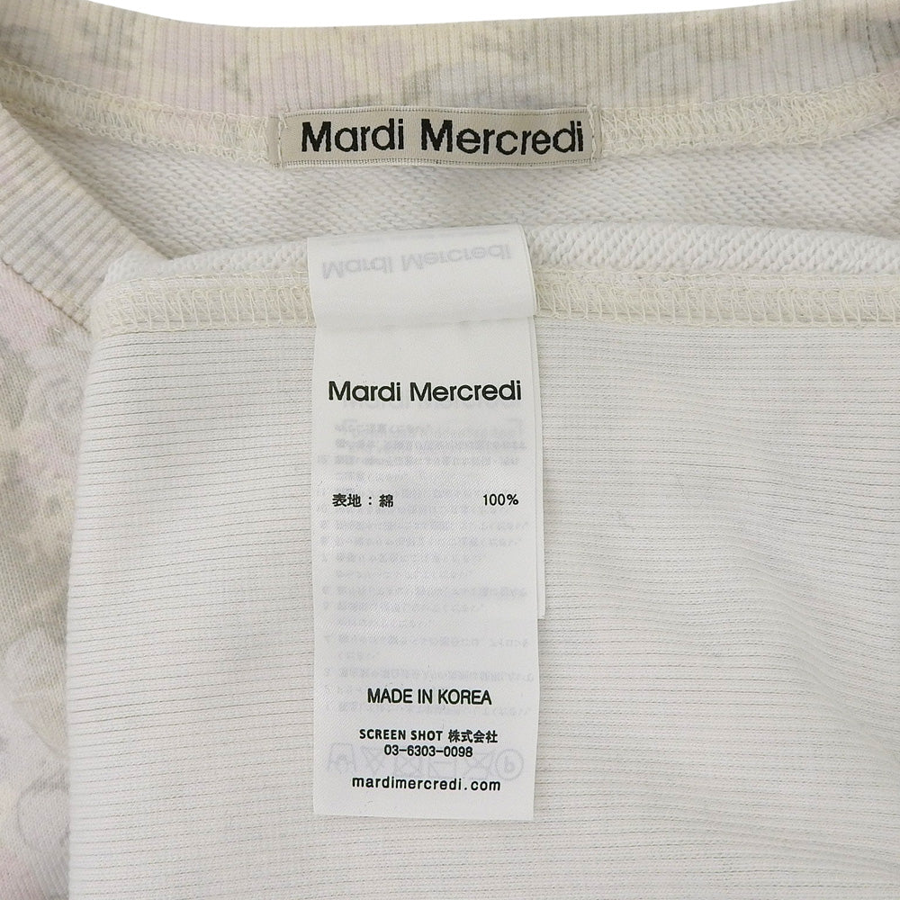 MardiMercredi マルディメクルディ 美品 FLEUR FLOWERMARDI SWEATSHIRT 花柄 スウェット トップス メンズ グレー系×ネイビー ONESIZE トップス