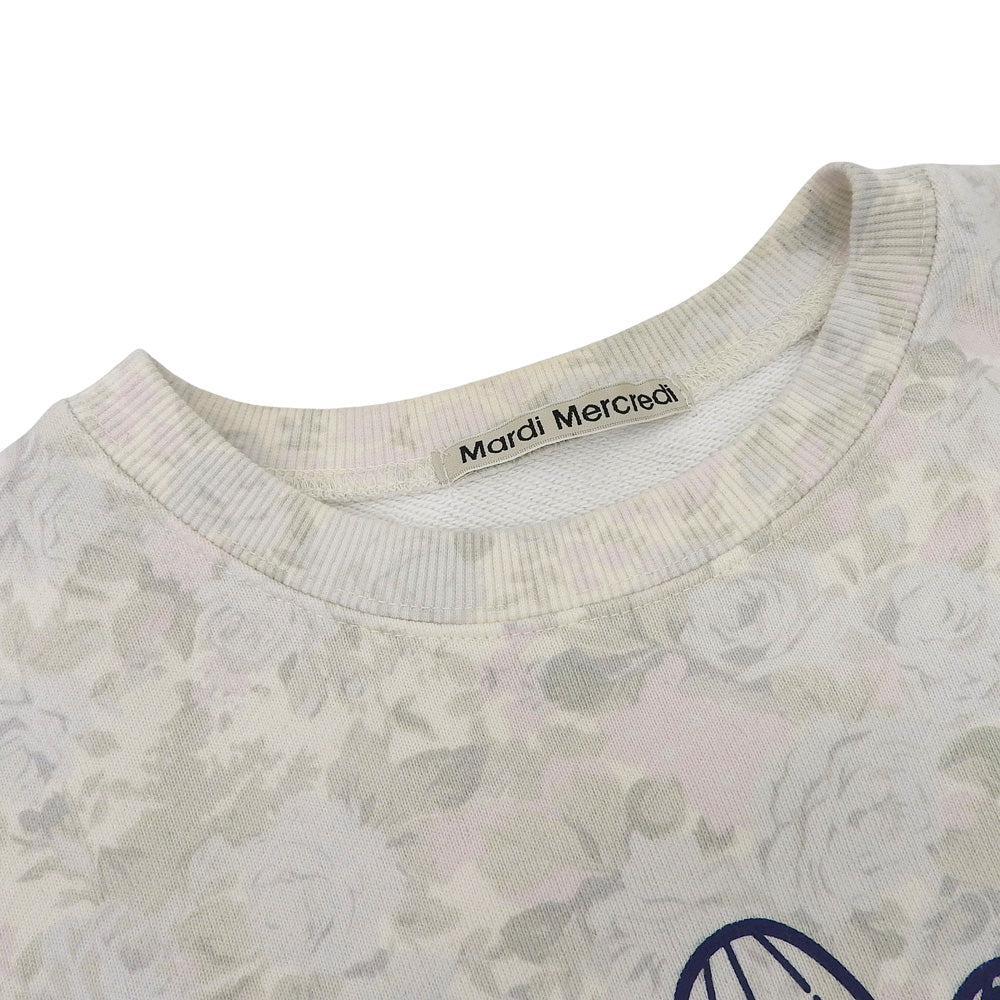 MardiMercredi マルディメクルディ 美品 FLEUR FLOWERMARDI SWEATSHIRT 花柄 スウェット トップス メンズ グレー系×ネイビー ONESIZE トップス