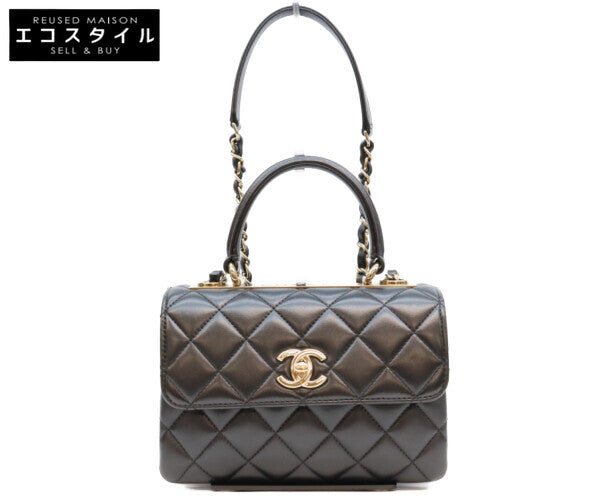 CHANEL シャネル AS4654 黒 ラム ゴールド金具 トレンディCC ミニトップハンドルフラップバッグ ショルダーバッグ