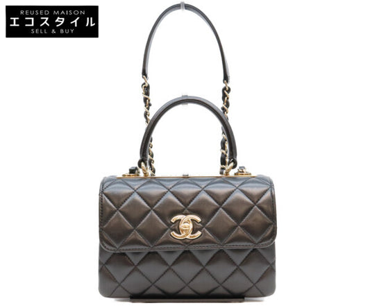 CHANEL シャネル AS4654 黒 ラム ゴールド金具 トレンディCC ミニトップハンドルフラップバッグ ショルダーバッグ