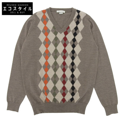 JOHN SMEDLEY ジョンスメドレー Vネック セーター ウール100% トップス メンズ グレージュ M トップス