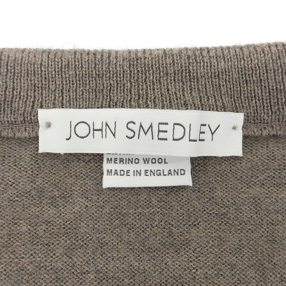 JOHN SMEDLEY ジョンスメドレー Vネック セーター ウール100% トップス メンズ グレージュ M トップス