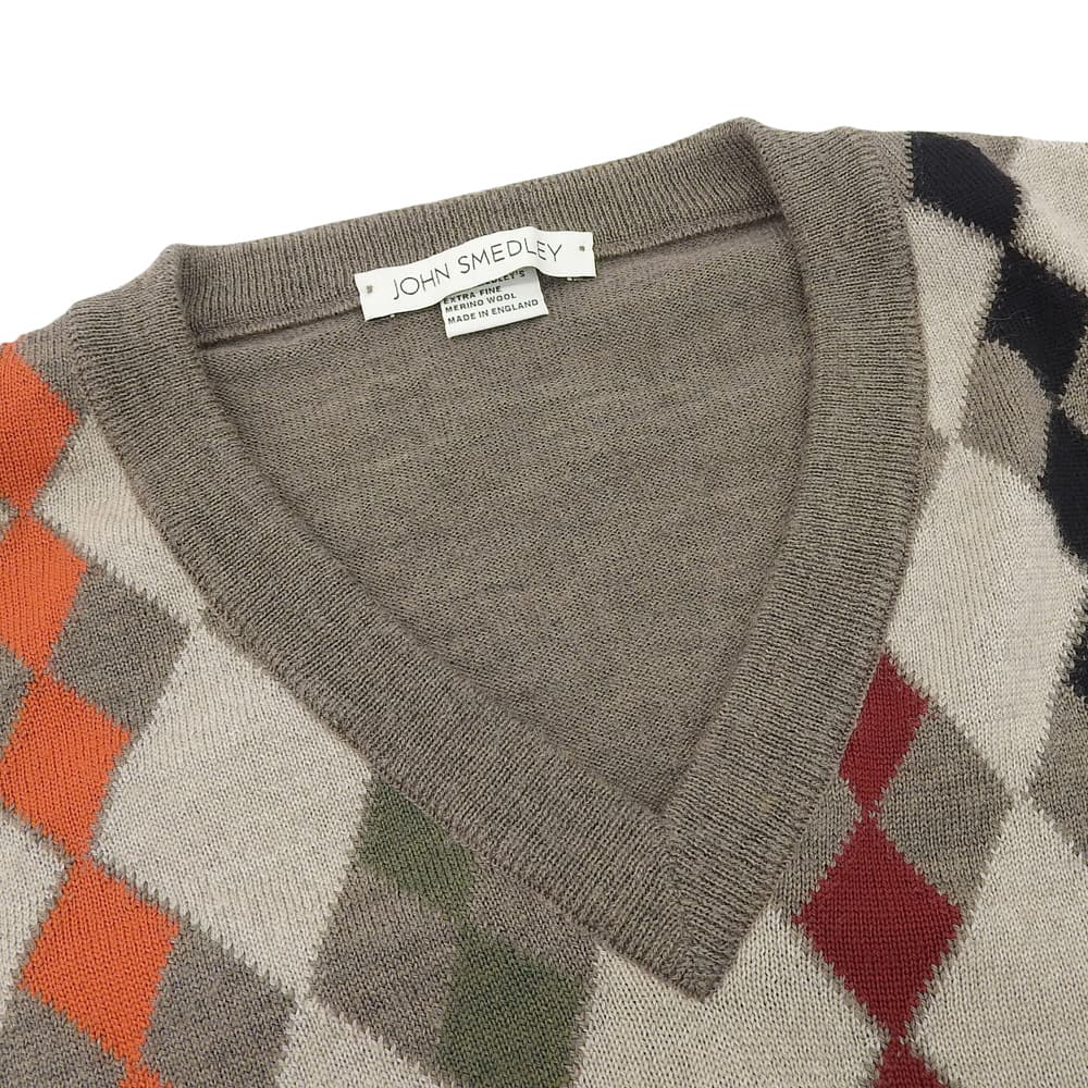 JOHN SMEDLEY ジョンスメドレー Vネック セーター ウール100% トップス メンズ グレージュ M トップス