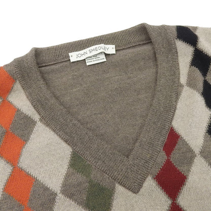 JOHN SMEDLEY ジョンスメドレー Vネック セーター ウール100% トップス メンズ グレージュ M トップス