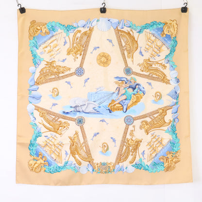 HERMES エルメス 【新品同様】MTGPSOA 帆船 シルク カレ90 スカーフ