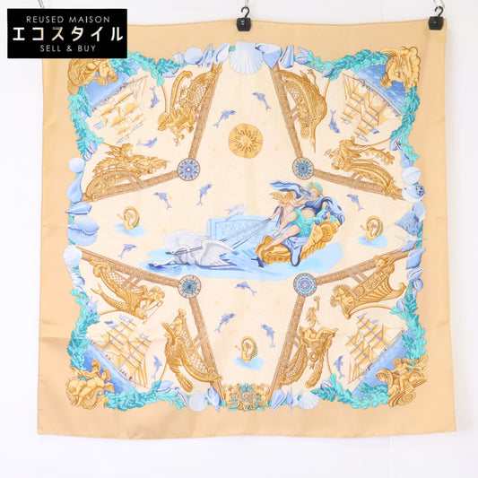 HERMES エルメス 【新品同様】MTGPSOA 帆船 シルク カレ90 スカーフ