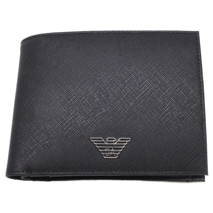 EMPORIOARMANI エンポリオアルマーニ 【新品同様】Y4R165Y138E81072 コインポケットウォレット 再生サフィアーノレザー イーグルプレート付き 二つ折り財布（小銭入れあり）