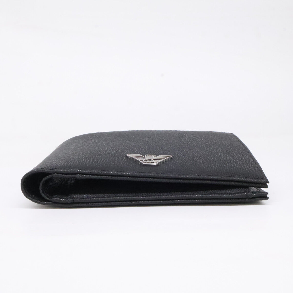 EMPORIOARMANI エンポリオアルマーニ 【新品同様】Y4R165Y138E81072 コインポケットウォレット 再生サフィアーノレザー イーグルプレート付き 二つ折り財布（小銭入れあり）