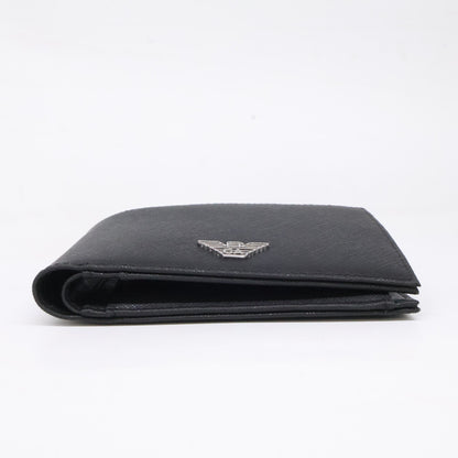 EMPORIOARMANI エンポリオアルマーニ 【新品同様】Y4R165Y138E81072 コインポケットウォレット 再生サフィアーノレザー イーグルプレート付き 二つ折り財布（小銭入れあり）