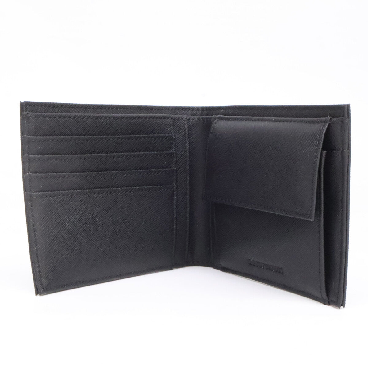 EMPORIOARMANI エンポリオアルマーニ 【新品同様】Y4R165Y138E81072 コインポケットウォレット 再生サフィアーノレザー イーグルプレート付き 二つ折り財布（小銭入れあり）