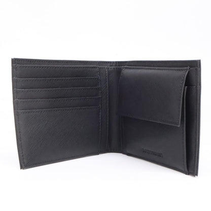 EMPORIOARMANI エンポリオアルマーニ 【新品同様】Y4R165Y138E81072 コインポケットウォレット 再生サフィアーノレザー イーグルプレート付き 二つ折り財布（小銭入れあり）