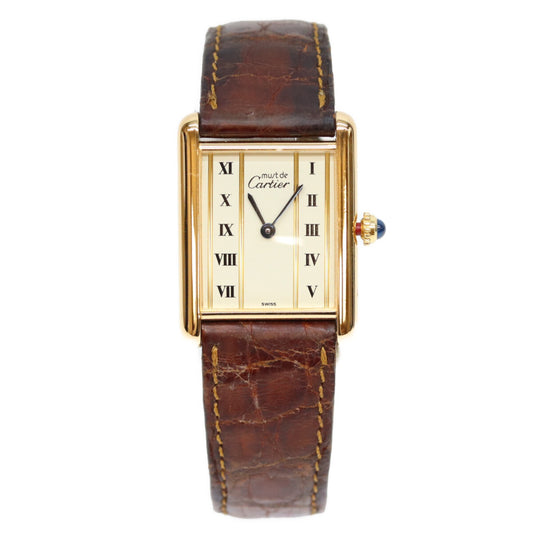 Cartier カルティエ 90s 925 マストタンクLMヴェルメイユ QZ ストレートローマン文字盤 QZ 時計 腕時計