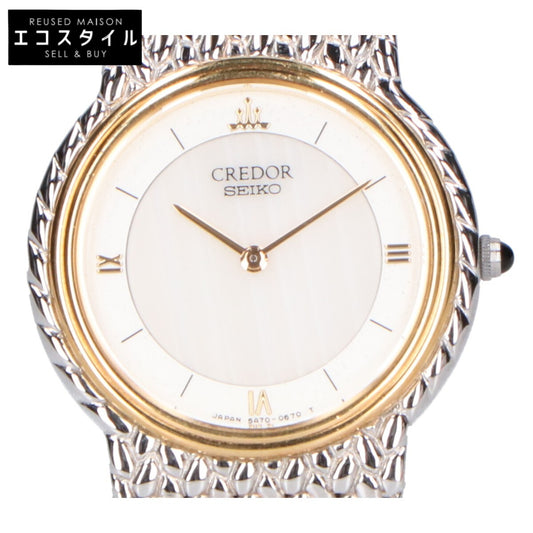 SEIKO CREDOR セイコー クレドール GSWE003 5A70 ST.STEEL 18KT BEZEL サードニクス文字盤 クオーツ 腕時計
