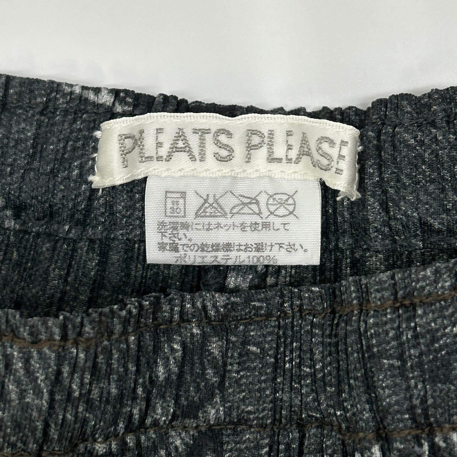 PLEATS PLEASE プリーツプリーズ PP41-JF874 グレー デニム転写 プリーツパンツ ボトムス