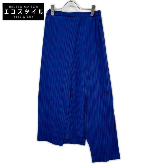 ISSEY MIYAKE JY54259 blue 80s brush-label pleated pants asymmetric skirt skirt