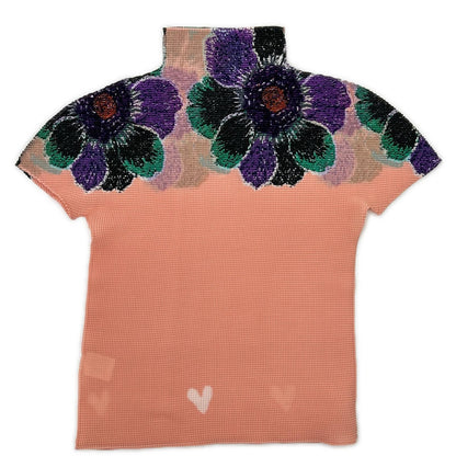 Me ISSEY MIYAKE MI01FK215 pink floral short-sleeve top top