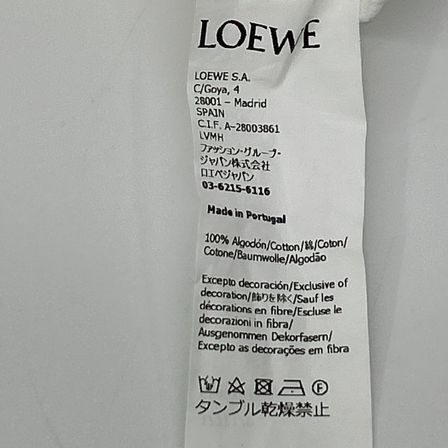 LOEWE ロエベ S540Y07XCD ホワイト アナグラム コットンTシャツ トップス