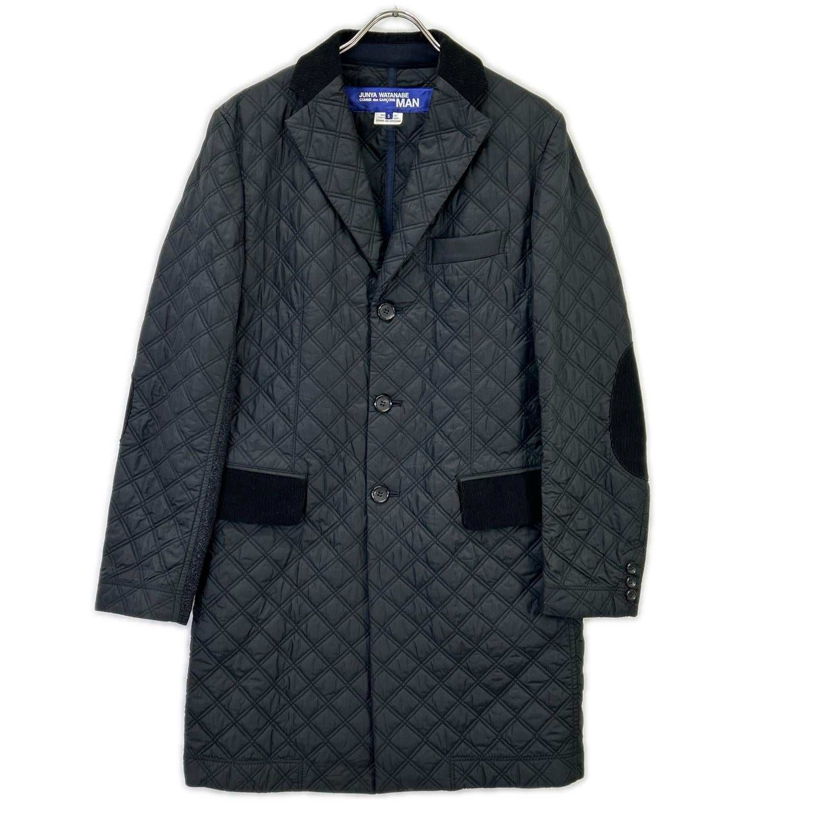 COMMEdesGARCONS JUNYA WATANABE コムデギャルソンジュンヤワタナベ WN-C005 ブラック キルティング ステンカラーコート ジャケット ロング 切替 ジャケット