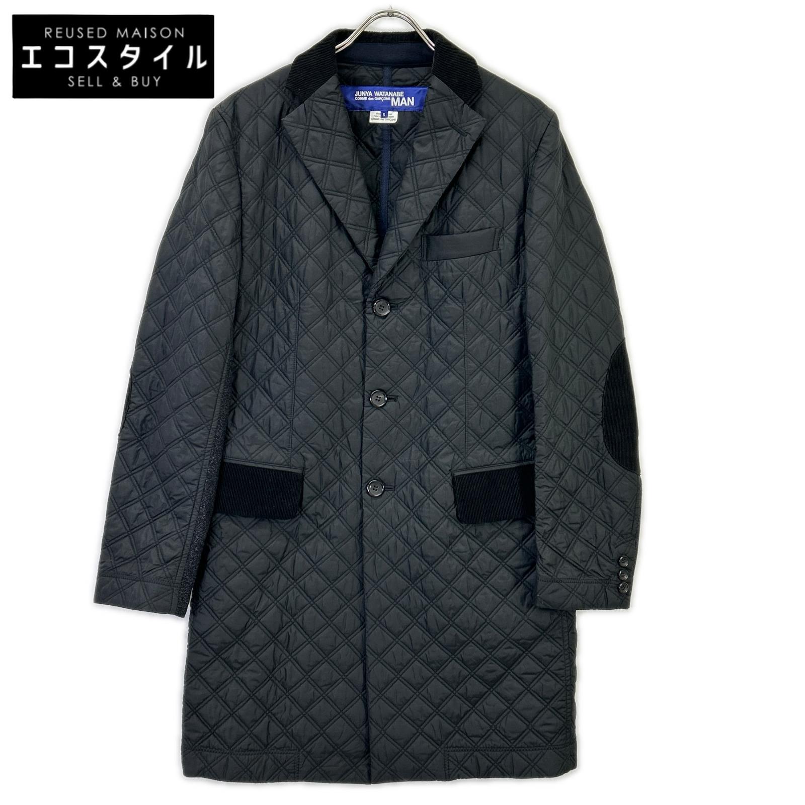 COMMEdesGARCONS JUNYA WATANABE コムデギャルソンジュンヤワタナベ WN-C005 ブラック キルティング ステンカラーコート ジャケット ロング 切替 ジャケット