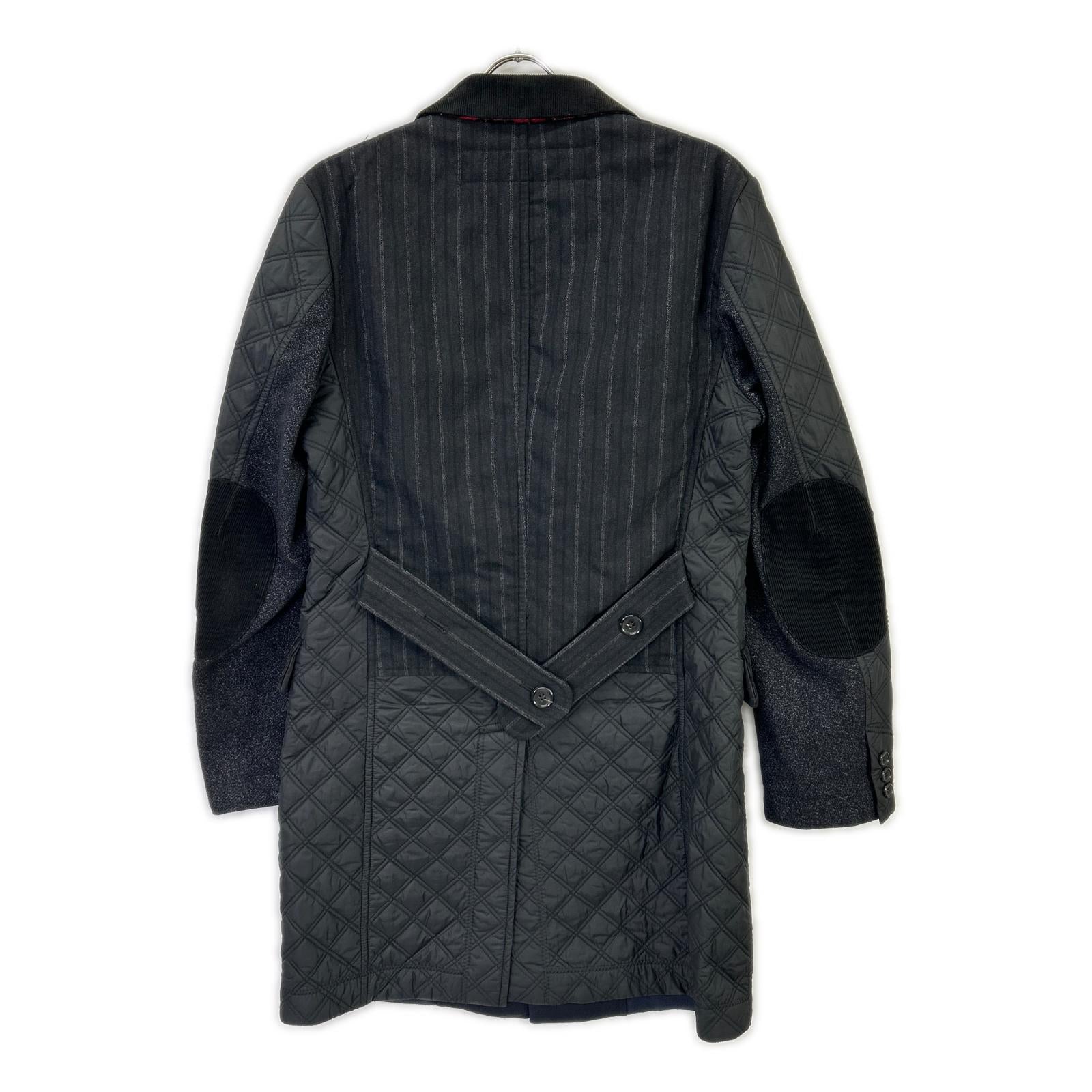 COMMEdesGARCONS JUNYA WATANABE コムデギャルソンジュンヤワタナベ WN-C005 ブラック キルティング ステンカラーコート ジャケット ロング 切替 ジャケット