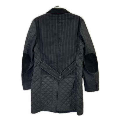COMMEdesGARCONS JUNYA WATANABE コムデギャルソンジュンヤワタナベ WN-C005 ブラック キルティング ステンカラーコート ジャケット ロング 切替 ジャケット