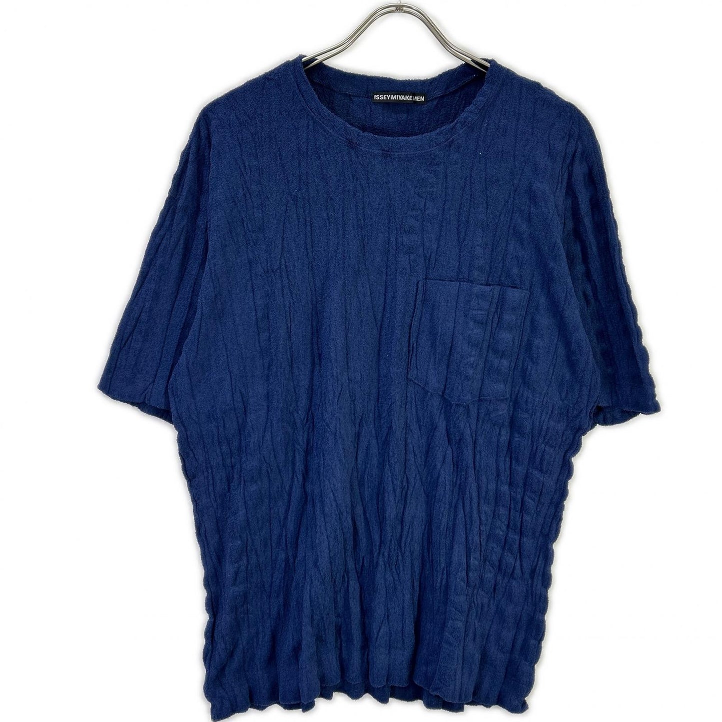 ISSEY MIYAKE MEN イッセイミヤケメン ME71JK079 ブルー パイル地 シワ加工 Tシャツ トップス