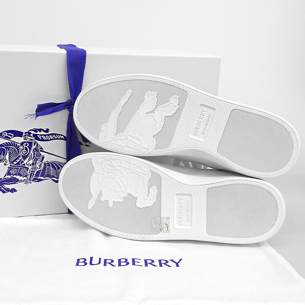 BURBERRY バーバリー 新品同様 レザーセット スニーカー シューズ メンズ ホワイト 41 シューズ