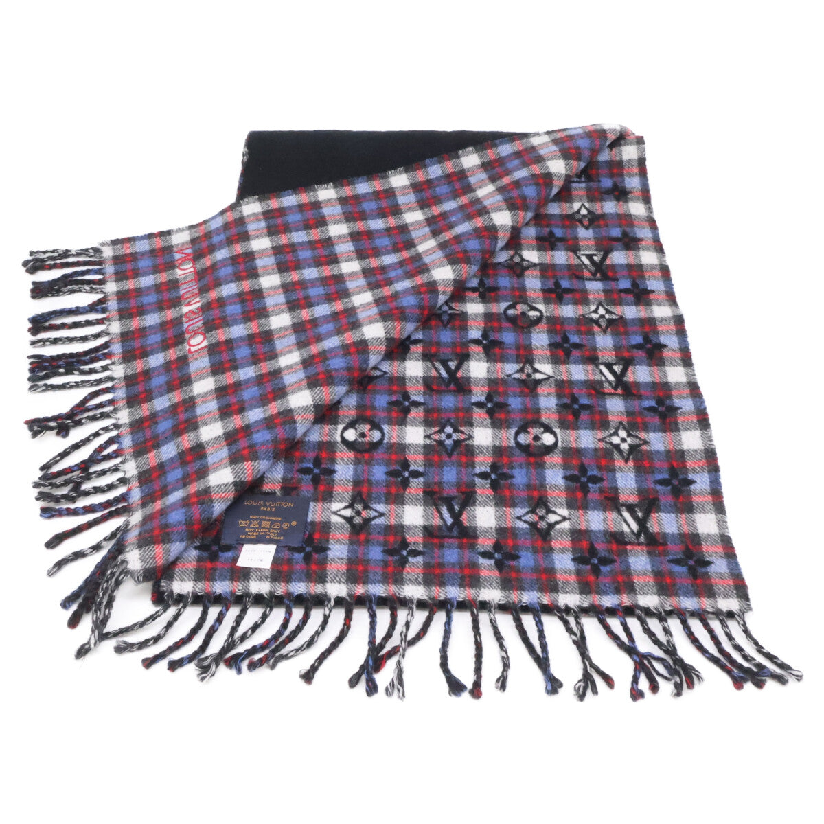 LOUIS VUITTON Louis Vuitton M71346 Écharpe Monogram Gradient Tartan Cashmere Scarf