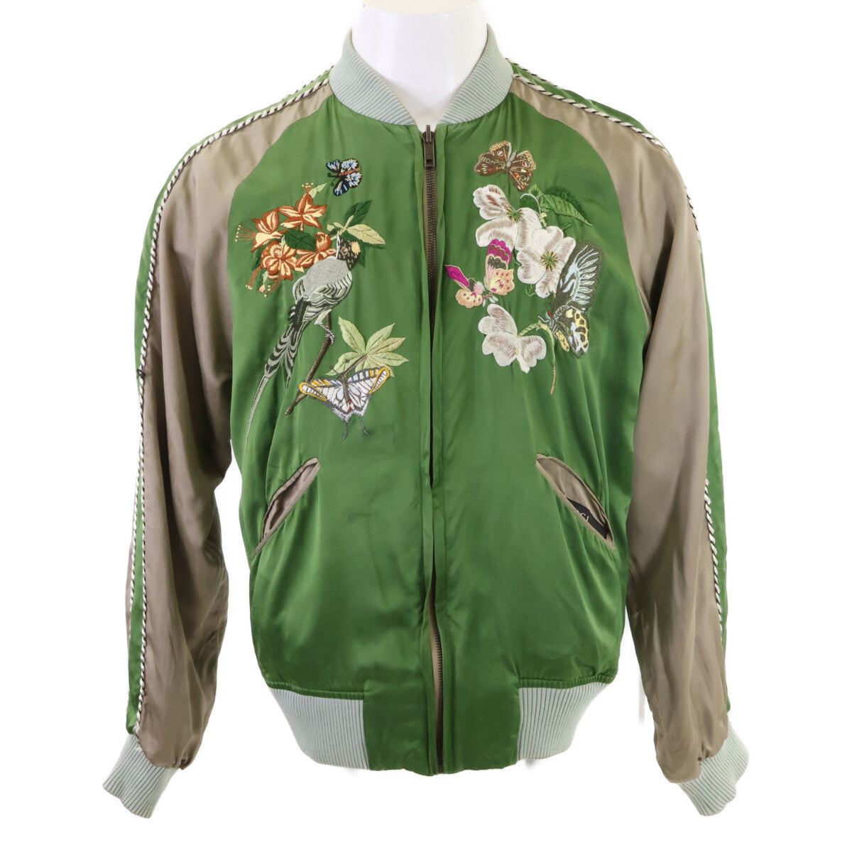 GUCCI グッチ 国内正規 110494 Z6070 2003年 トムフォード期 花・蝶・鳥 刺繍 スカジャン リバーシブル スーベニアジャケット ジャケット