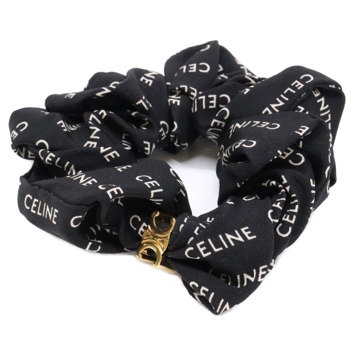 CELINE セリーヌ CELINE レイユール シュシュ / シルク＆ゴールドフィニッシュ ブラス ヘアアクセサリー