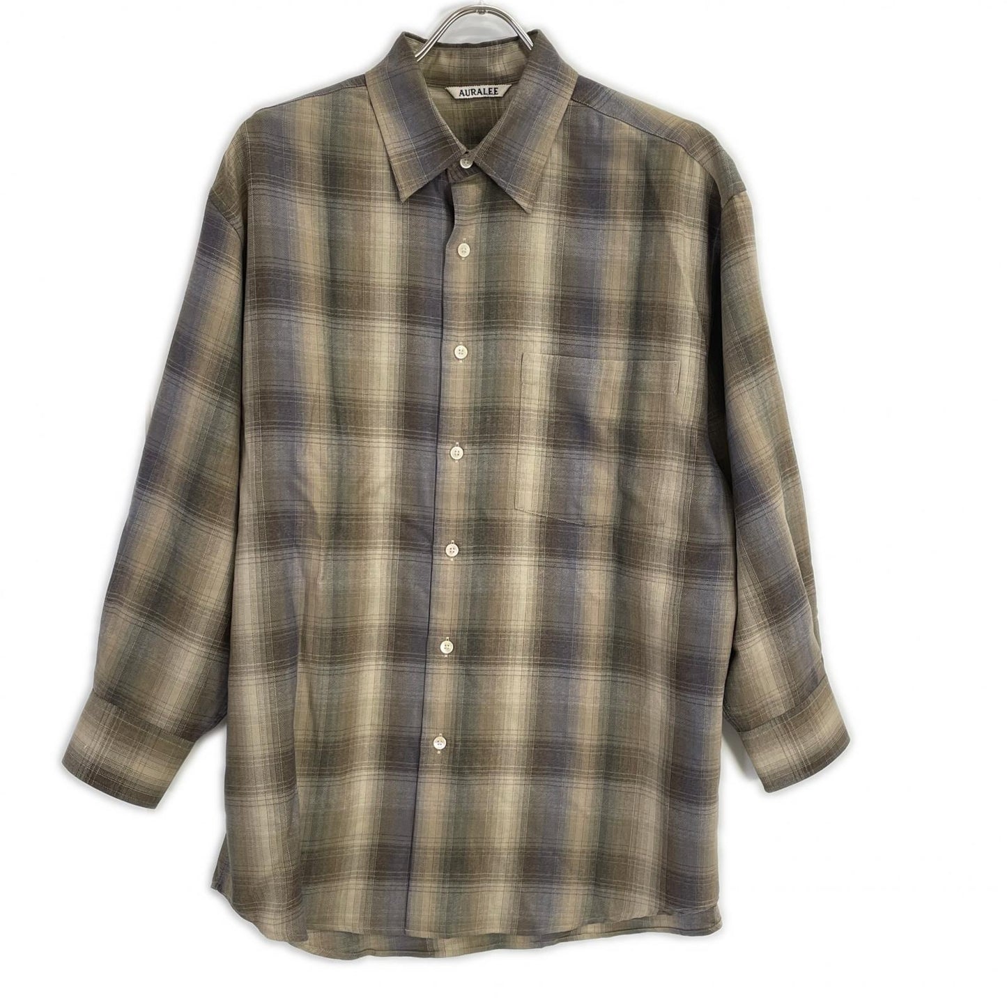 AURALEE オーラリー 25AW A25AS01LC ベージュ SUPER LIGHT WOOL CHECK SHIRT ロングスリーブシャツ トップス