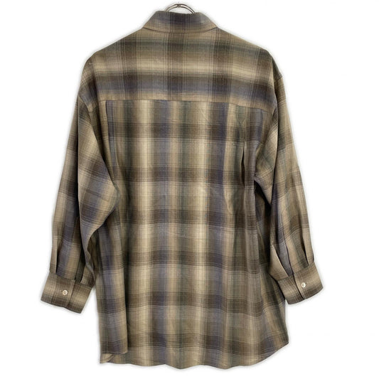 AURALEE オーラリー 25AW A25AS01LC ベージュ SUPER LIGHT WOOL CHECK SHIRT ロングスリーブシャツ トップス