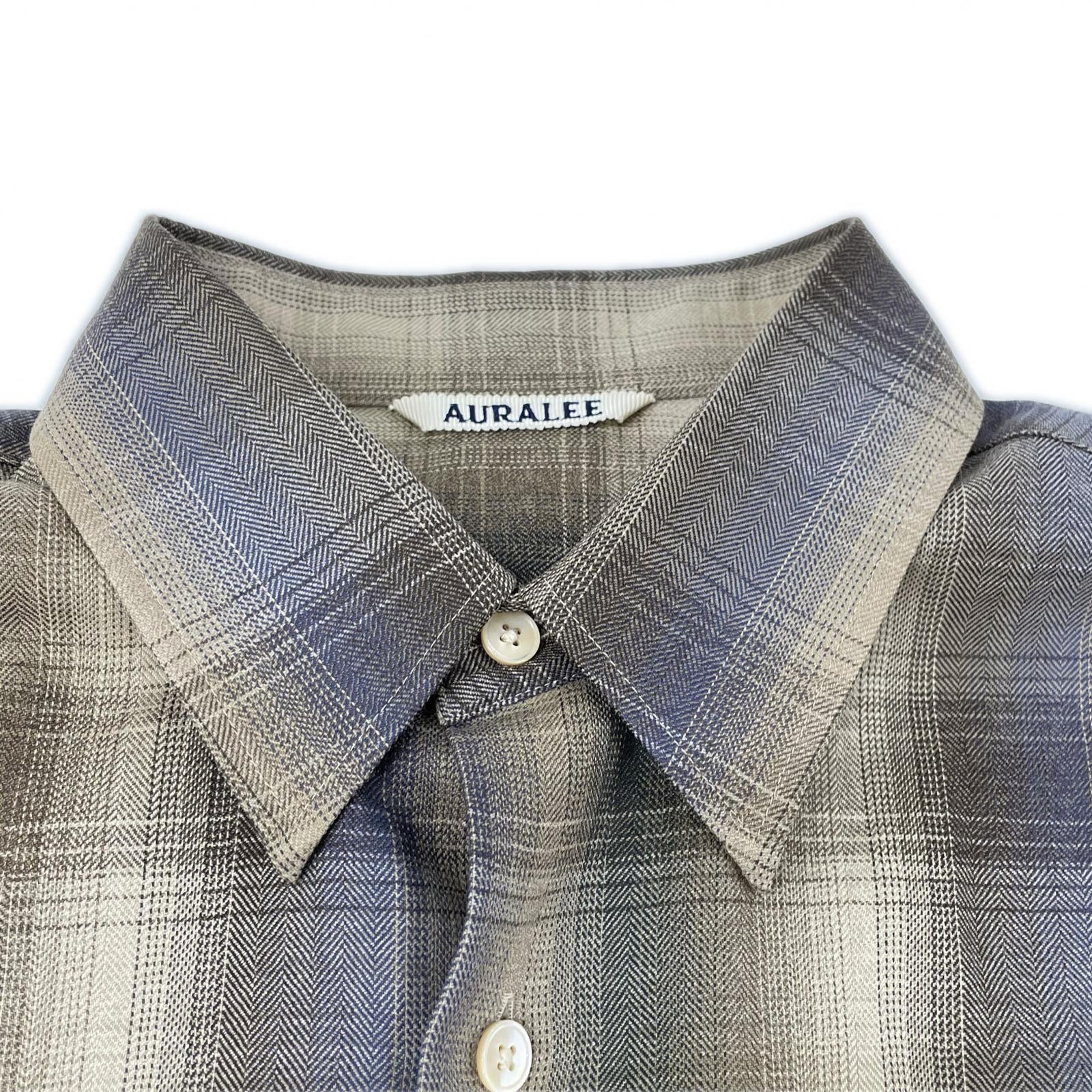 AURALEE オーラリー 25AW A25AS01LC ベージュ SUPER LIGHT WOOL CHECK SHIRT ロングスリーブシャツ トップス