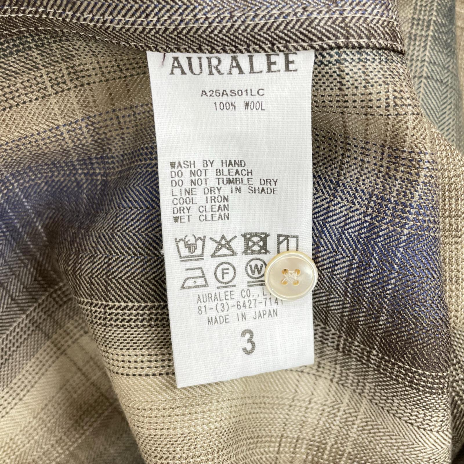 AURALEE オーラリー 25AW A25AS01LC ベージュ SUPER LIGHT WOOL CHECK SHIRT ロングスリーブシャツ トップス