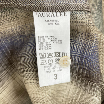 AURALEE オーラリー 25AW A25AS01LC ベージュ SUPER LIGHT WOOL CHECK SHIRT ロングスリーブシャツ トップス