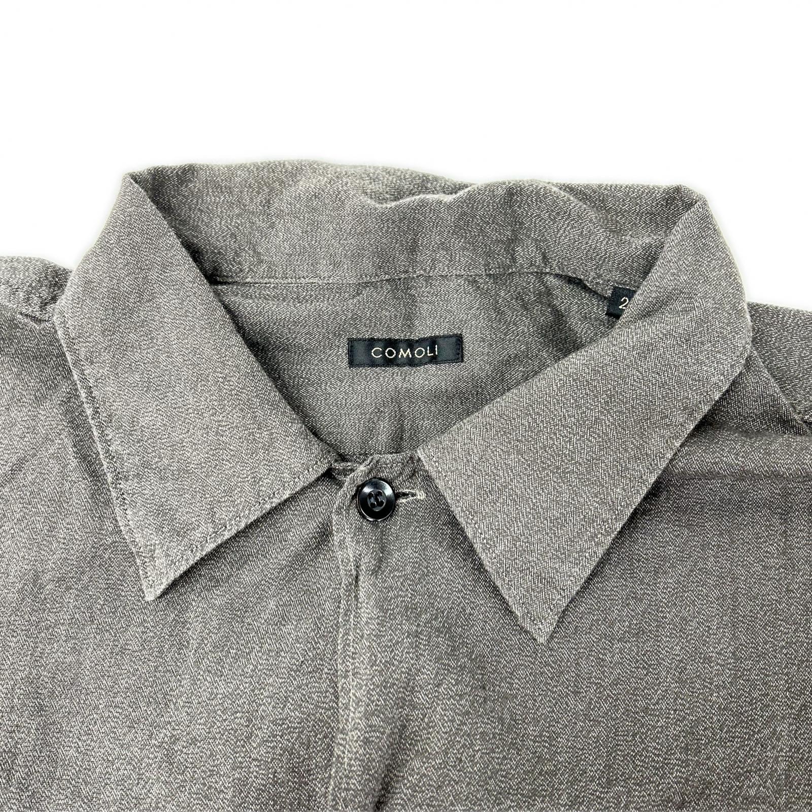 COMOLI コモリ 22SS V01-02020 チャコール コットン ヨリ杢 オープンカラーシャツ トップス
