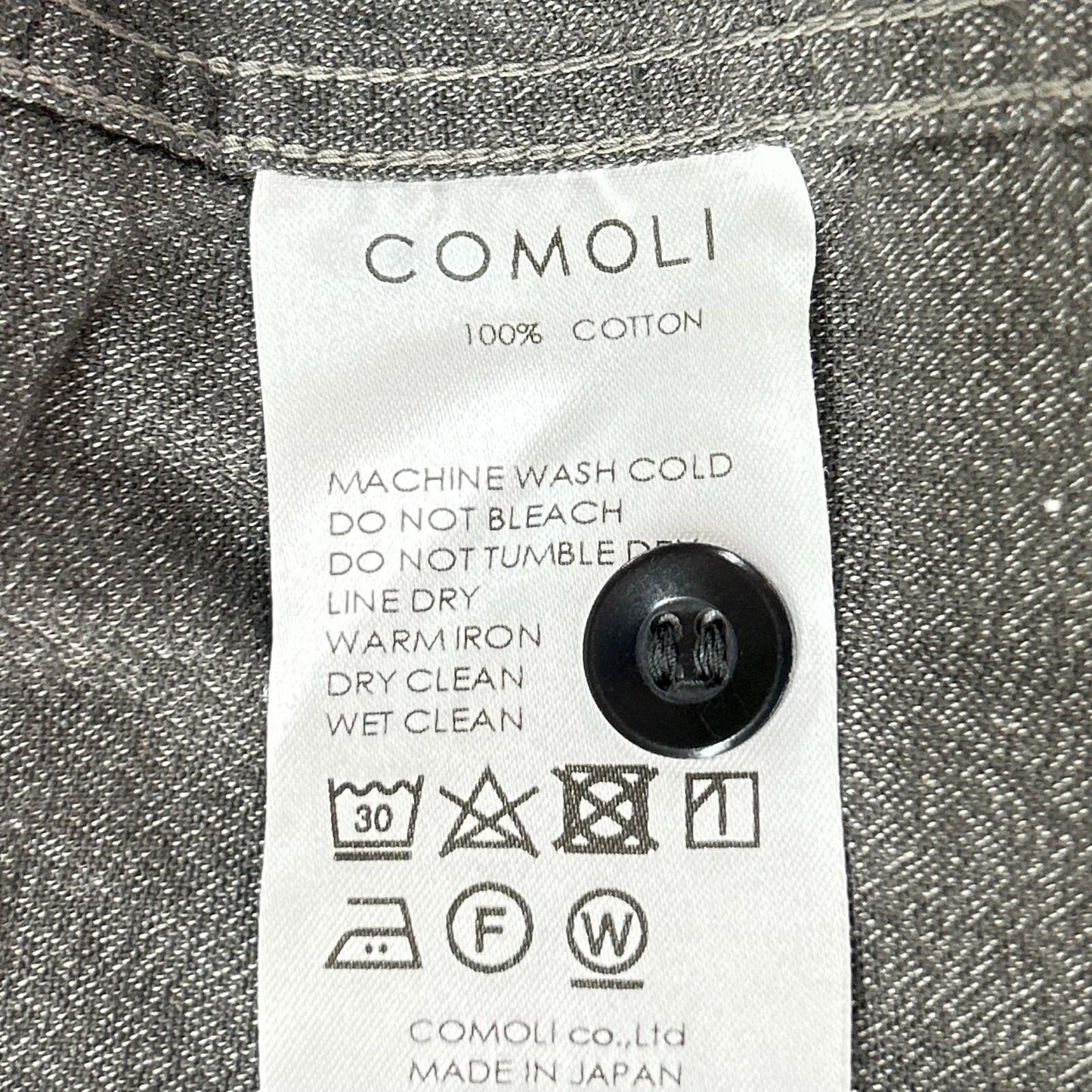 COMOLI コモリ 22SS V01-02020 チャコール コットン ヨリ杢 オープンカラーシャツ トップス
