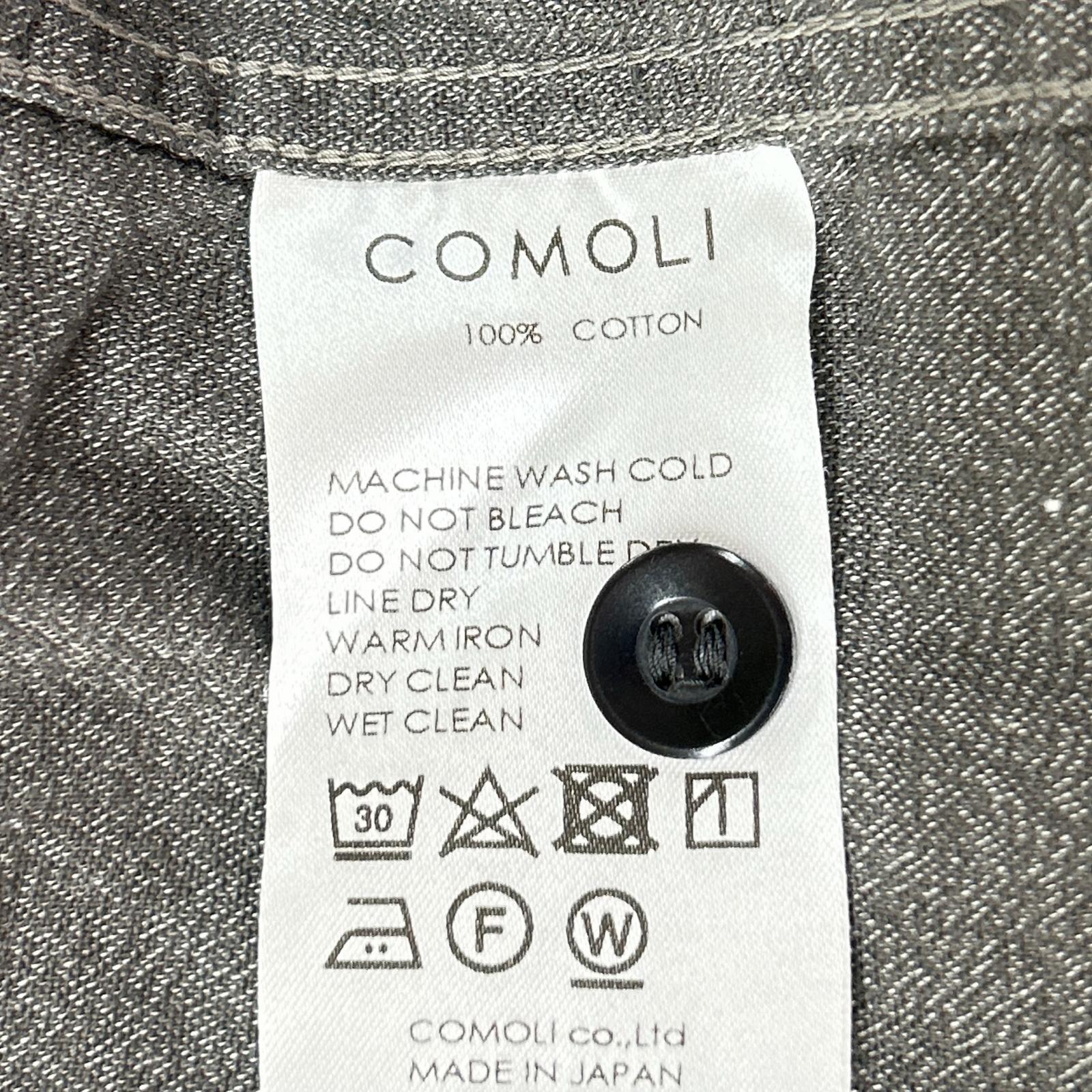 COMOLI コモリ 22SS V01-02020 チャコール コットン ヨリ杢 オープンカラーシャツ トップス