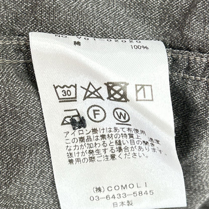 COMOLI コモリ 22SS V01-02020 チャコール コットン ヨリ杢 オープンカラーシャツ トップス