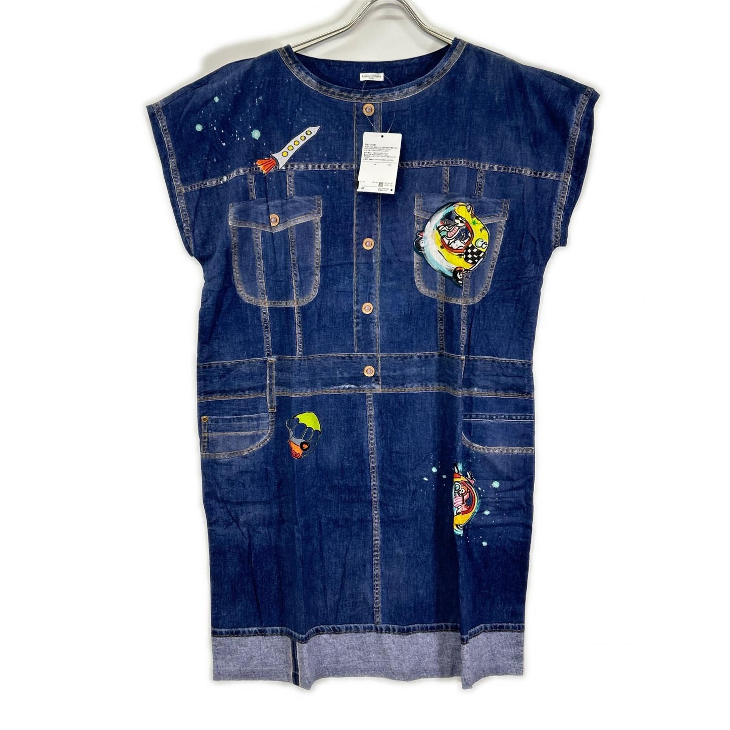 TSUMORI CHISATO ツモリチサト インディゴ グラフィック デニムプリント ノースリーブワンピース ワンピース